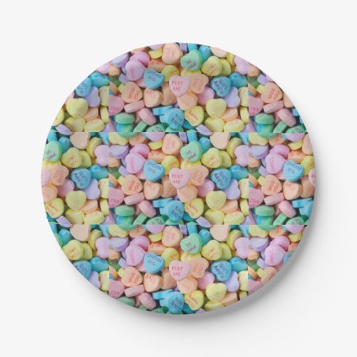Valentines candy conversation hearts paper plates