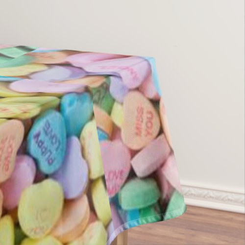 Valentines candy conversation hearts tablecloth