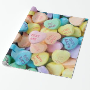Valentine's candy conversation hearts wrapping paper