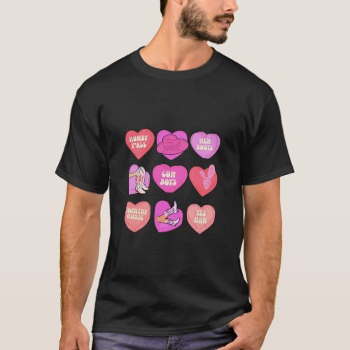 Valentines Candy Cowgirl Hearts Western Cowgirl Lo T_Shirt
