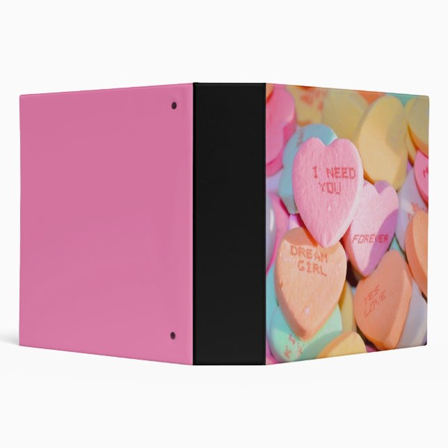 VALENTINE'S CANDY HEARTS  3 RING BINDER (Background)