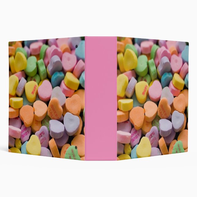 VALENTINE'S CANDY HEARTS  3 RING BINDER (Background)