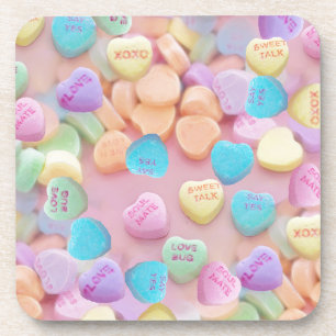 valentines candy hearts beverage coaster