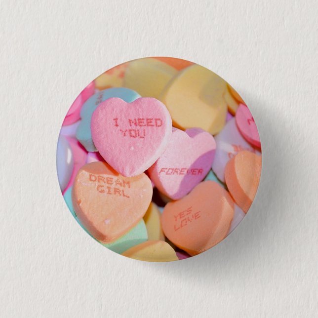 VALENTINE'S CANDY HEARTS  BUTTON (Front)