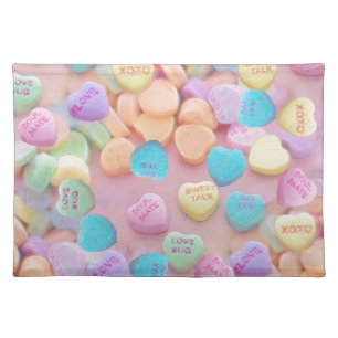 valentines candy hearts cloth placemat