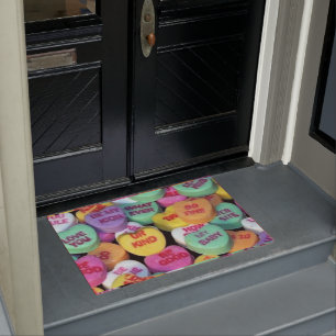 Valentine's candy hearts doormat