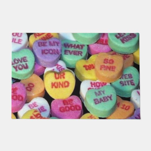 Valentines candy hearts doormat