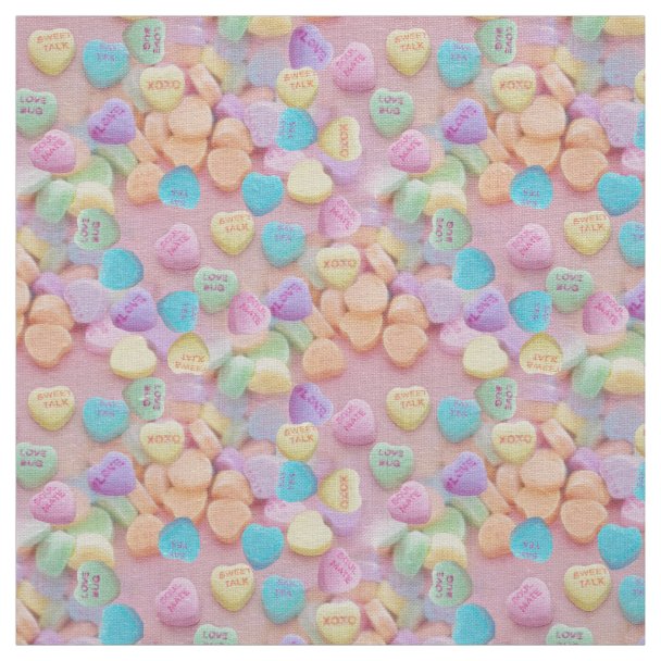 Pastel Color Candy Hearts Valentine's Day Fabric Zazzle