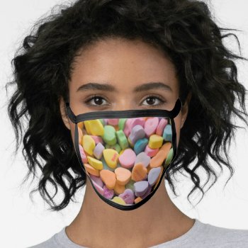 Valentine's Candy Hearts  Face Mask by Awesoma at Zazzle