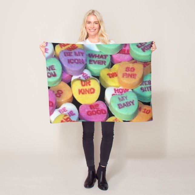 Valentine's candy hearts fleece blanket (In Situ)
