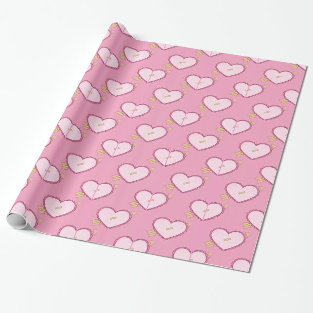 Valentines Candy Hearts Gift Wrapping paper (Unrolled)