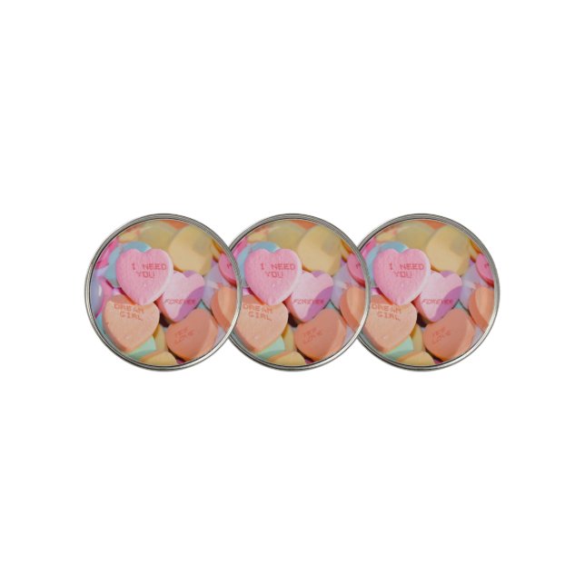 VALENTINE'S CANDY HEARTS  GOLF BALL MARKER (3 Up)
