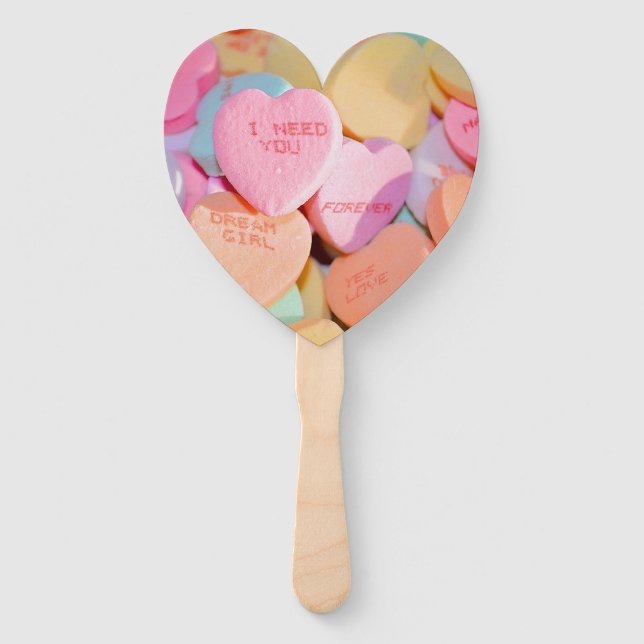 VALENTINE'S CANDY HEARTS HAND FAN (Front)