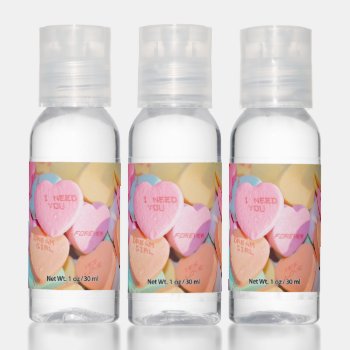 Valentine's Candy Hearts  Hand Sanitizer by Awesoma at Zazzle