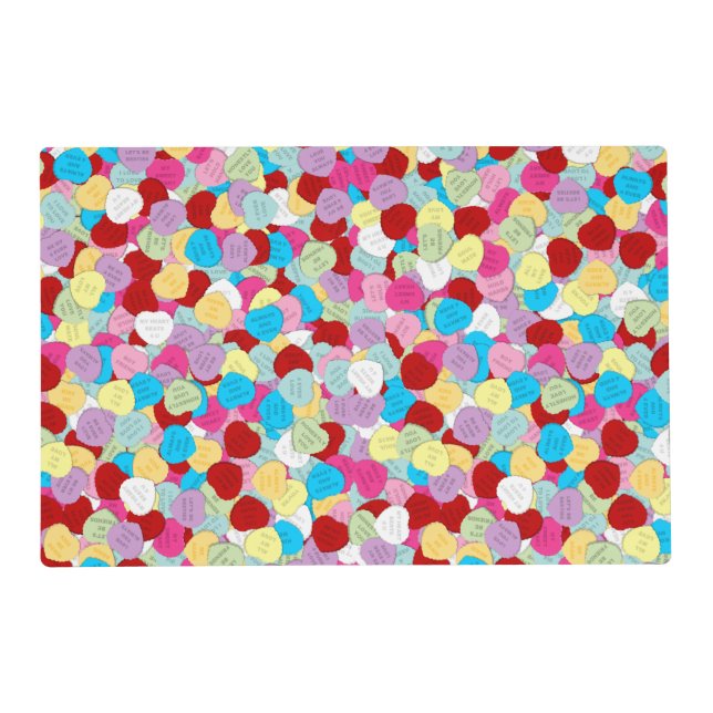 Valentines Candy Hearts-Laminated Placemats (Front)