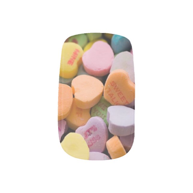 VALENTINE'S CANDY HEARTS  MINX NAIL ART (Right Thumb)