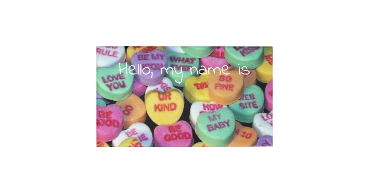 Name Badge - Red & White Hearts Hello My Name is