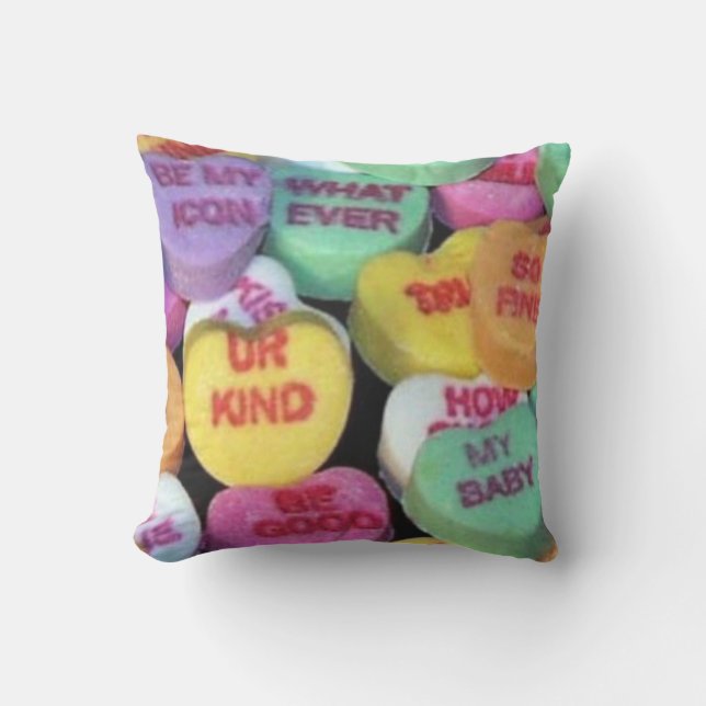 Valentine's candy hearts outdoor pillow (Front)