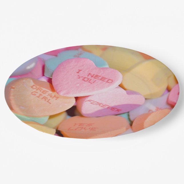 VALENTINE'S CANDY HEARTS  PAPER PLATES (Angled)