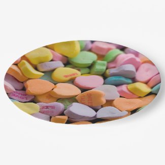 VALENTINE'S CANDY HEARTS PAPER PLATES
