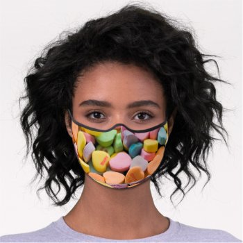 Valentine's Candy Hearts  Premium Face Mask by Awesoma at Zazzle