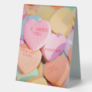 VALENTINE'S CANDY HEARTS  TABLE TENT