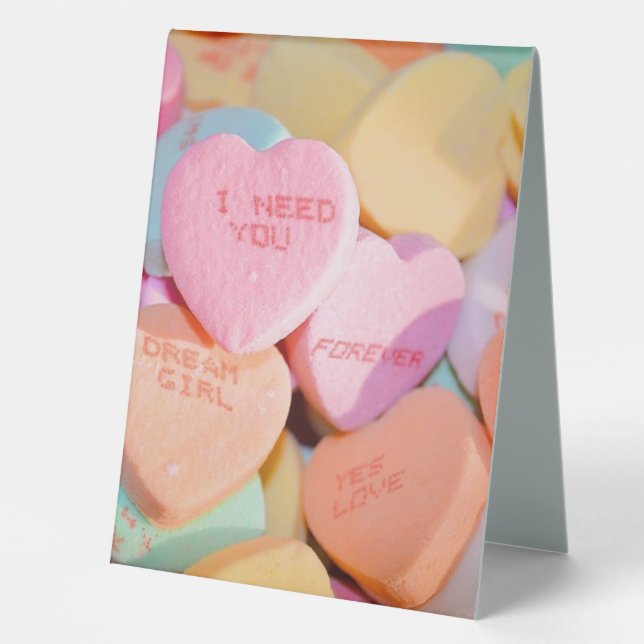 VALENTINE'S CANDY HEARTS  TABLE TENT (Front)