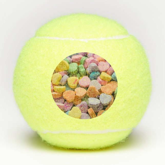 VALENTINE'S CANDY HEARTS  TENNIS BALLS (Front)