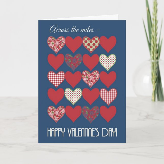 Valentine's Card 'Across the Miles", Hearts, Roses (Front)