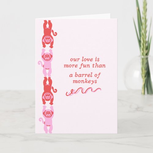 Valentines Card Barrel of Monkeys