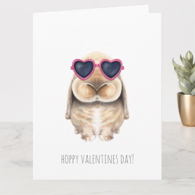 Valentines Card - Cute Love Bunny (Small Plant)