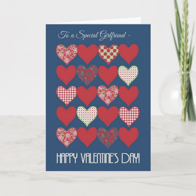 Valentine's Card for Girlfriend, Hearts, Roses (Front)