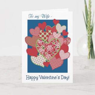 Valentine's Card for Wife, Hearts, Roses