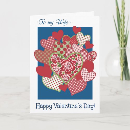 Valentines Card for Wife Hearts Roses
