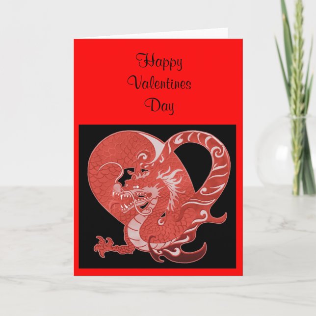 Valentines Card  Hearts and Dragon (Front)
