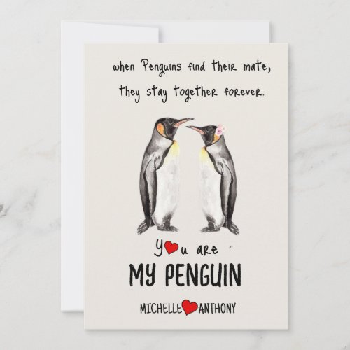  Valentines Card  Penguin Personalised Romantic
