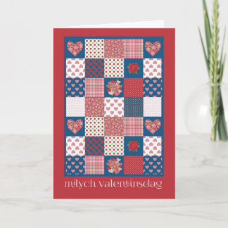 Valentine's Card Polish Greeting, Hearts, Roses