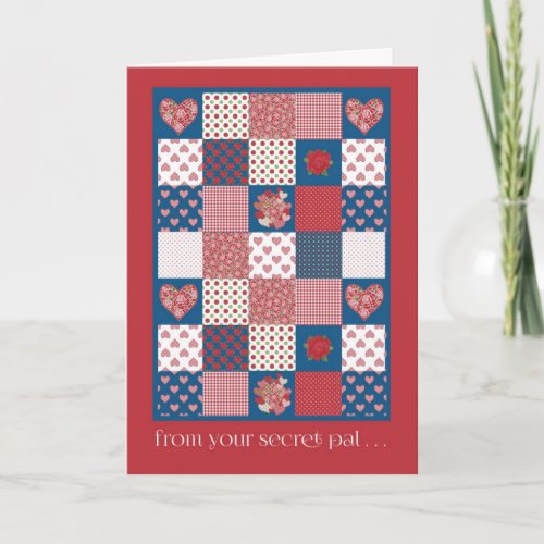 Valentines Card Secret Pal Hearts Roses Holiday Card