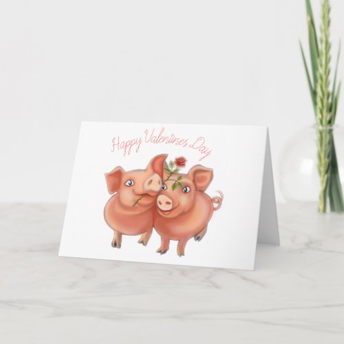 valentines card with funny pigs