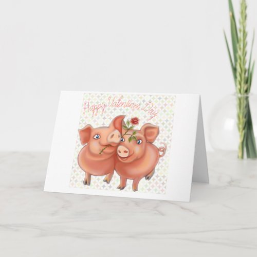 valentines card with funny pigs