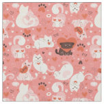 valentines cat heart cute paws whimsical adorable fabric