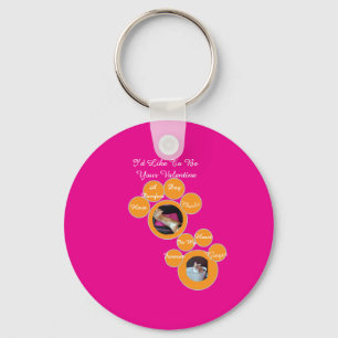 Valentine's Cat Pawprint Humor Cat Photo Keychain