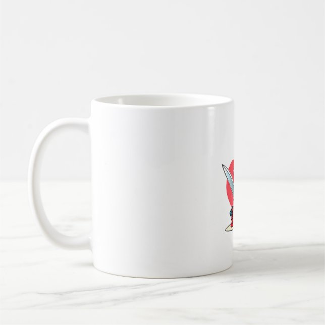 Valentines Cat With Knife Coffee Mug (Left)