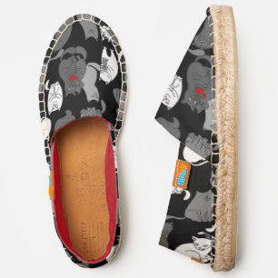 valentines cats heart black white espadrilles