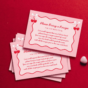 Valentines Cherry Bridal Shower Recipe Request Enclosure Card