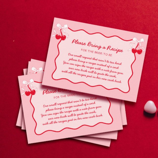 Valentines Cherry Bridal Shower Recipe Request Enclosure Card (Creator Uploaded)