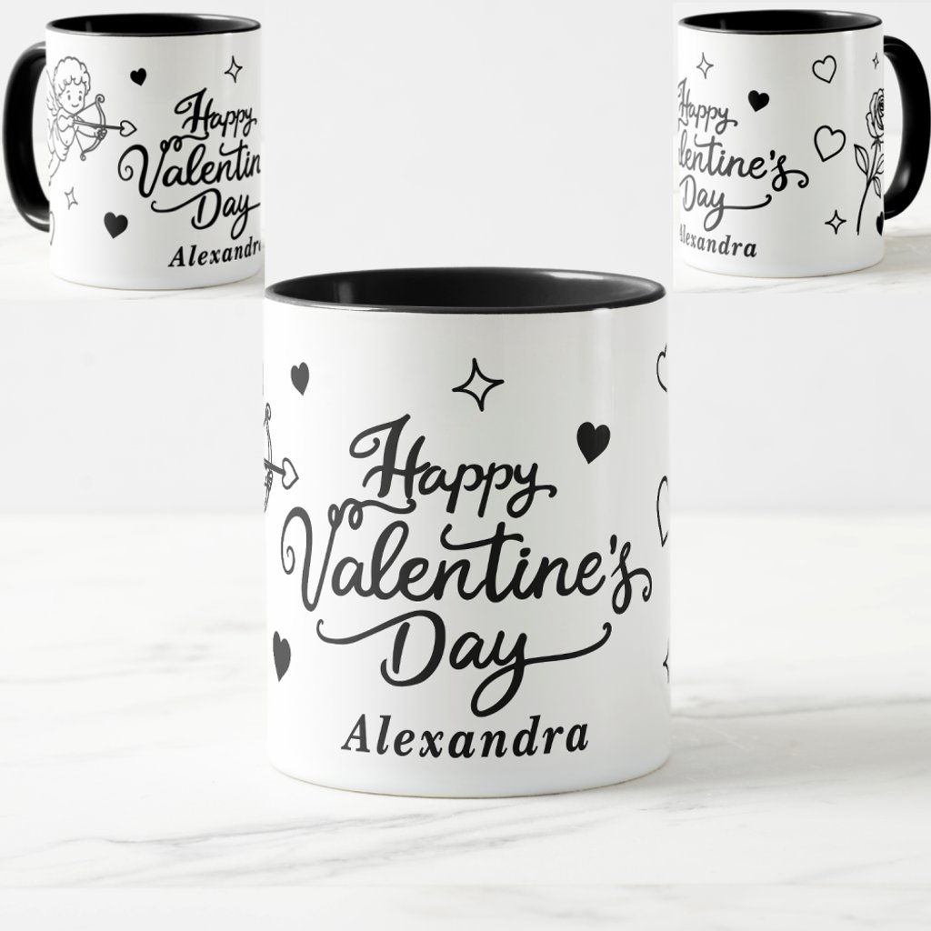 Valentines  Cherub & Romantic Doodle Personalized