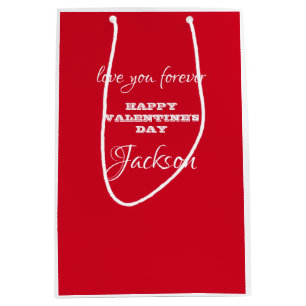 Valentine's Chic Personalized Red Valentine's Day Medium Gift Bag