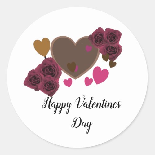 Valentines Chocolate and Roses Round Sticker