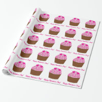 Valentine's Chocolate Cupcake Sprinkles and Hearts Wrapping Paper